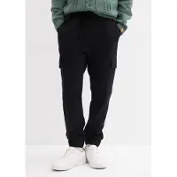 Bonprix Jogginghose , Herren, Gr. 48/50, N-Gr, schwarz, Web, Obermaterial: 100% Baumwolle, loose fit, Hosen Jogginghose, aus reiner Baumwolle, weich angerautes Innenmaterial, Loose Fit