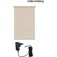 Sunlines "Miami" Lichtschutz Sichtschutz mit Bohren freihängend appgesteuert via Bluetooth, mit Motor & Akku, silberfarbener Fallstab
