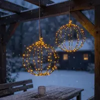 Esotec Solar Weihnachtskugel 2er Set, bernsteinfarbene LEDs, D=25+30cm 103427