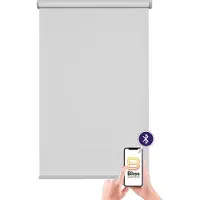 Sunlines "Miami" Lichtschutz Sichtschutz mit Bohren freihängend appgesteuert via Bluetooth, mit Motor & Akku, silberfarbener Fallstab