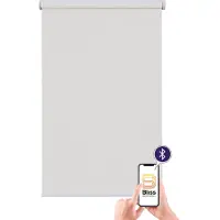 Sunlines "San Francisco" verdunkelnd Verdunkelung mit Bohren freihängend appgesteuert via Bluetooth, mit Motor und Akku, weißer Fallstab