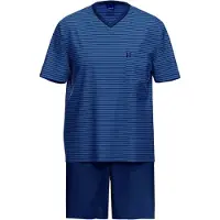Ammann Schlafanzug "Schlafanzug kurz Men / Nightwear", Herren, Gr. 62, blau, Obermaterial: 62% Baumwolle CO. 38% Polyester PES., Homewear-Sets Schlafanzug