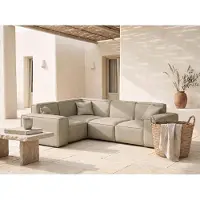 WFL GROUP Gartenecksofa Outdoor – Ecksofa in Beige für Terrasse, Wintergarten – Freistehendes Lounge Sofa in L-Form – Kunstleder-Bezug, Ottomane Links oder Rechts Montierbar - Lorento, EU - Taupe