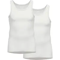 Ammann Herren Unterhemden, 2er Pack - Doppelpack, Doppelripp, Verlängerter Rücken, Baumwolle Weiß / 2XL