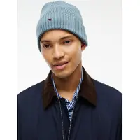 Tommy Hilfiger Strickmütze "TH FLAG PIMA COTTON BEANIE" Beanie mit Logostickerei, mit Kaschmiranteil Unisex
