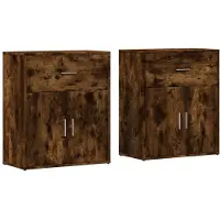 vidaXL Sideboards 2 Stk. Räuchereiche 60x31x70 cm Holzwerkstoff