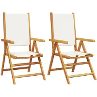 vidaXL Klappstühle, 2 Stück, cremeweiß, massives Akazienholz und Stoffbezug