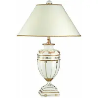Casa Padrino Luxus Barock Porzellan Tischleuchte Weiß / Gold H. 81 cm - Barock Porzellan Schreibtischleuchte - Italy