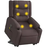 vidaXL Massagesessel mit Aufstehhilfe Dunkelbraun Stoff