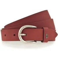 Mustang Ledergürtel "Harper", Damen, Gr. 110, rot (350, rot), Rindsleder, Gürtel Ledergürtel, schmale Form, 2,5 cm breit, aus Rindsleder, mit ovaler Schließe