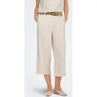 ONLY Culotte "ONLSIESTA HW LIN BL CLEAN CULOT PNT NOOS", Damen, Gr. M (38), N-Gr, beige (moonbeam), Web, Obermaterial: 80% Viskose, 20% Leinen, unifarben, 7/8-Länge, Hosen Culotte, mit Leinen