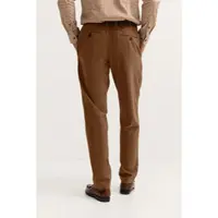 Bugatti Chinohose "Tapered Fit", Herren, Gr. 36, Länge 32, braun (650, messing), 98% Baumwolle, 2% Elasthan, unifarben, gerade, unten schmal, Hosen Chinohose, aus Baumwoll-Stretch