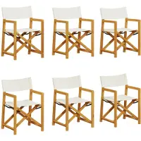vidaXL 6-teiliges Klappstuhl-Set, cremeweißer Stoff