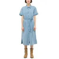 Mustang Maxikleid "Damen Style Camilla Dress", Damen, Gr. 42, blau (hellblau), Popeline, 72% Lyocell, 28% Baumwolle, regular fit, Kleider Maxikleid