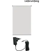 Sunlines "New York" Lichtschutz Sichtschutz mit Bohren freihängend appgesteuert via Bluetooth, mit Motor und Akku, weißer Fallstab