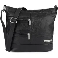 Beltimore Schwarze Damen-Umhängetasche aus Leder, L45