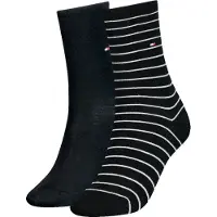 Tommy Hilfiger Socken "TH WOMEN SOCK 2P SMALL STRIPE", Damen, Gr. 35-38, schwarz, Baumwollmischung, gestreift, uni, normal, Socken Socken, mit schmalem Rippenbündchen, meliert, gestreift