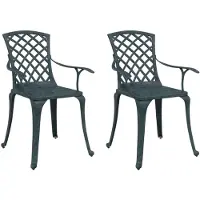 vidaXL Gartenstühle 2 Stk. Grün Aluminiumguss