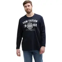 Tom Tailor Langarmshirt PLUS, Herren, Gr. 5XL, blau (sky captain blau), Single Jersey, Obermaterial: 100% Baumwolle, bedruckt, bequem hüftbedeckend, Rundhals, Shirts Langarmshirt, mit Logo-Stickerei