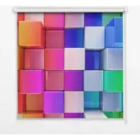 Tulup INNENROLLO - Fensterrollo - Rollo - 130x140 cm - Bunte 3D-Würfel