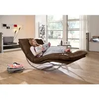 W.Schillig Relaxliege "daily dreams", braun (chocolate s37), B:95cm H:85cm T:169cm, Stoff S37 (100% Polyester), Sofas, Relaxliege, in Waffelkissen-Optik, Schaukelgestell Chrom glänzend, in 2 Breiten