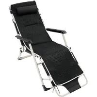 StarTech.com Klappliege Relaxsessel - Verstellbarer Liegestuhl - 3-fach neigbar - Mit Kopfkissen und Armlehnen - Metallrahmen bis 100 kg - Indoor Outdoor - Schwarz