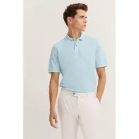 Bugatti Poloshirt , Herren, Gr. M, blau (510, mint), 100% Baumwolle, unifarben, normal, ohne Ausschnitt, Rippbündchen, Shirts Poloshirt, aus Baumwolle