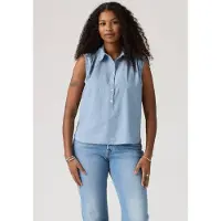 Levi's Blusentop , Damen, Gr. M (38), blau (breezy blaus), Web, Obermaterial: 100% Baumwolle, normal hüftlang, Blusen Blusentop, Figurumspielende Passform