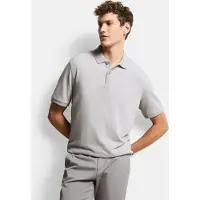 Bugatti Poloshirt , Herren, Gr. S, grau (hellgrau), 100% Baumwolle, normal, ohne Ausschnitt, Rippbündchen, Shirts Poloshirt, in 2-tone-Optik