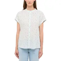 Mustang Kurzarmbluse "Damen Style Coral Springs", Damen, Gr. 38, bunt (bunt 12743), Web, 100% Baumwolle, geblümt, loose fit normal, Blusen Kurzarmbluse