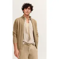 Bugatti Strickjacke "Regular Fit", Herren, Gr. L, beige (40, beige), Rippstrick, 100% Baumwolle, unifarben, regular fit, ohne Ausschnitt, Strickjacken Strickjacke, mit Streifen in 3D-Optik