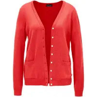 Goldner Strickjacke "Kurzgröße Uni Merino-Cardigan Langarm", Damen, Gr. 19, rot, Obermaterial: 100% Schurwolle WV., Basic, normal, V-Ausschnitt, Rippe, Strickjacken Strickjacke, Rippenbündchen
