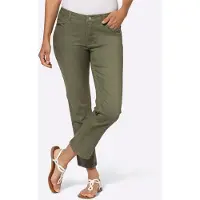 Casual Looks 5-Pocket-Jeans , Damen, Gr. 36, Normalgrößen, grün (khaki), 72% Baumwolle, 25% Polyester, 3% Elasthan, unifarben, 7/8-Länge, Jeans 5-Pocket-Jeans