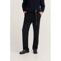 Bugatti Chinohose "Cozy Times", Herren, Gr. 33, Länge 34, blau (380, marine), 68% Polyester, 28% Viskose, 4% Elasthan, unifarben, gerade, unten schmal, Hosen Chinohose, Tapered Fit mit Soft Touch