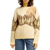 Billabong - Pull en maille jacquard - Camp Sweater Pullover Oat für Damen aus Wolle - Größe M - Beige