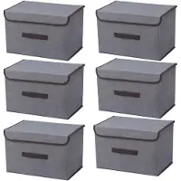 Merkloos Set von 6 Aufbewahrungsboxen mit Deckel, Grau