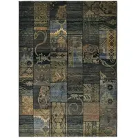 Theko Teppich "Gabiro 5504" Gr. 12, blau, B:80cm H:10mm L:300cm, Kunstfaser, Teppiche, Teppich, Melange-Effekt, Patchwork Design, auch als Läufer, Wohnzimmer