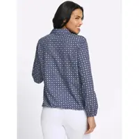 Sieh an! Schlupfbluse CLASSIC BASICS, Damen, Gr. 54, blau (dunkelblau, taubenblau, bedruckt), 100% Polyester, bedruckt, ethno, gemustert, mehrfarbig, Blusen Schlupfbluse