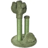 Amazon Basics A. Basics Kratzbaum für Hauskatzen, Kaktus-Kratzbaum, 3 Stämme, 68 cm, grün
