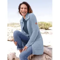 Casual Looks Longstrickjacke , Damen, Gr. 38, blau (bleu), 50% Baumwolle, 50% Polyacryl, unifarben, Strickjacken Longstrickjacke