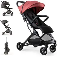 Interbaby Reisebuggy klein bis 22 kg Handgepäck, Liegefunktion (Rot)