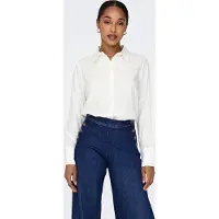 ONLY Hemdbluse "ONLBERIT LIFE L/S SHIRT WVN", Damen, Gr. M, weiß (snow weiß), Web, Obermaterial: 100% Viskose, unifarben, regular fit Po-bedeckend, Manschette, Blusen Hemdbluse