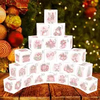Sonstiges DIY Adventskalender zum Befüllen 24 Boxen 7x7x7cm Rosa