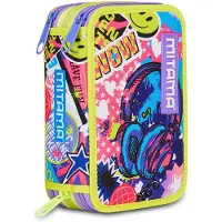 Mitama Schulmäppchen mit 3 Fächern, Triple Music Sticker, Inhalt 47 Stück, kompl