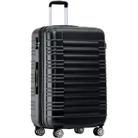 Markenlos Zwillingsrollen Reisekoffer Koffer Trolleys Hartschale M-L-XL-Set (Schwarz, M)
