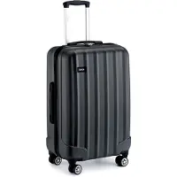Markenlos Koffer Trolley Mittelgroß Hartschale ABS Reisekoffer Rollkoffer Suitcase (Grau, L)