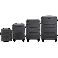 Markenlos Wings Crake Kofferset mit 4 Teilen: Groß, Mittel, Kabine, Handgepäck für Flugreisen, 100% POLYCARBON, Grau