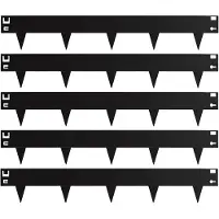 Relaxdays Rasenkante, Stahl, 5er Set, flexible Beeteinfassung, HxB: je 16x106 cm, Umrandung für Beet & Rasen, schwarz