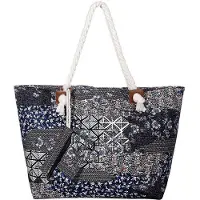 Benza Ibenzoa Extra große Strand- & Badetasche mit Reißverschluss 58×38×18 cm, 100% Polyester außen/100% Baumwolle innen, Innenfach & 14×12×1 cm Täschchen, Tau-Griffe