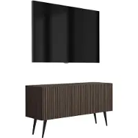3Xeliving TV-Schrank Dunin-Eiche, schwarze schräge Füße, 100 x 32 x 52 cm